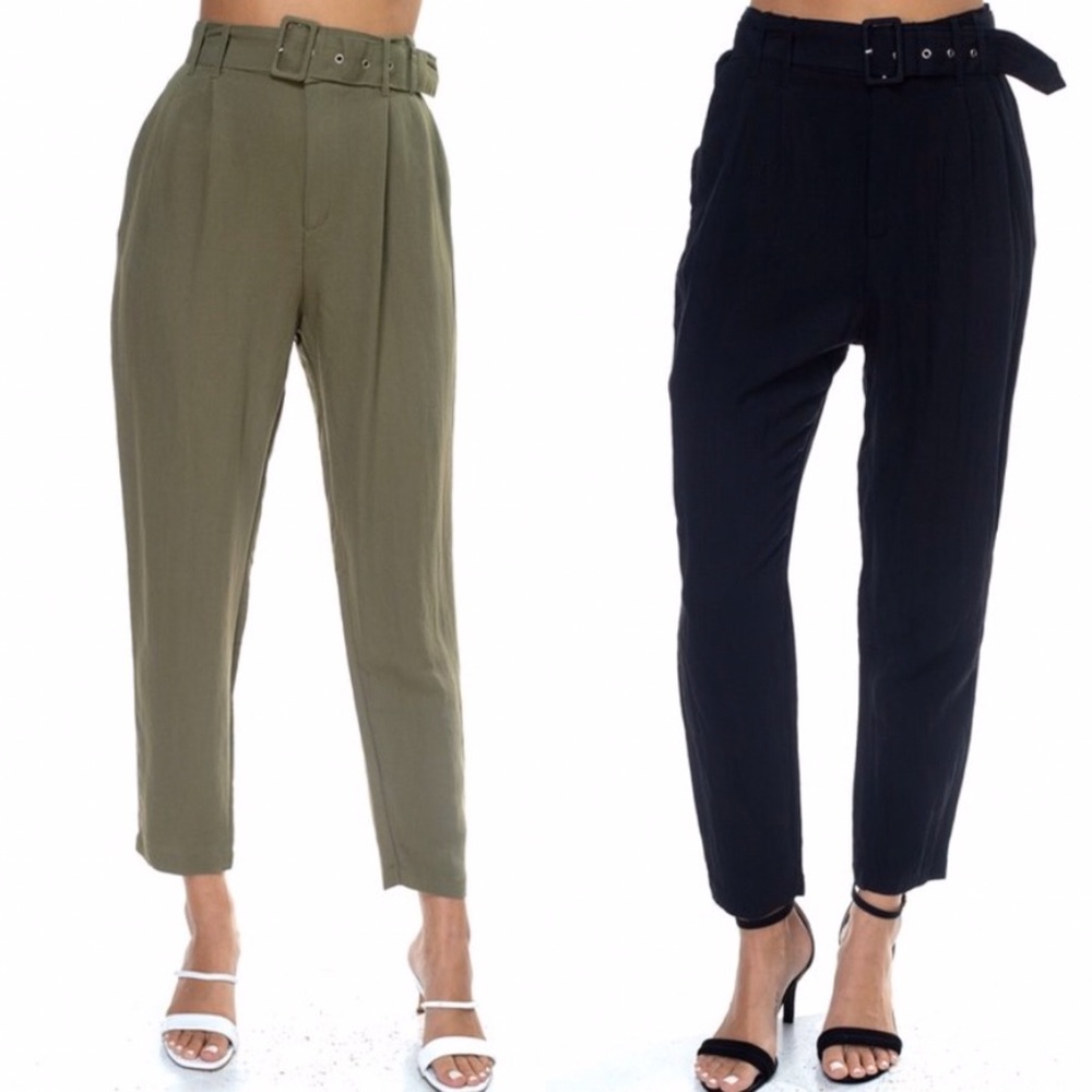 βΌοΈ Highwaist Belted Trouser Casual Career Pant - Picture 3 of 4